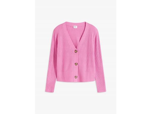 B.P.C różowy sweter rozpinany gruby prążek 40/42.