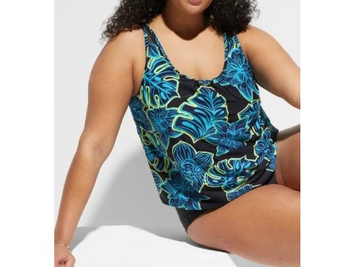 B.P.C czarny top tankini w kolorowe kwiaty r.48