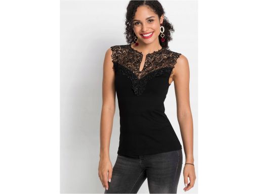 B.P.C bluzka top z koronką ażurową czarna ^36/38