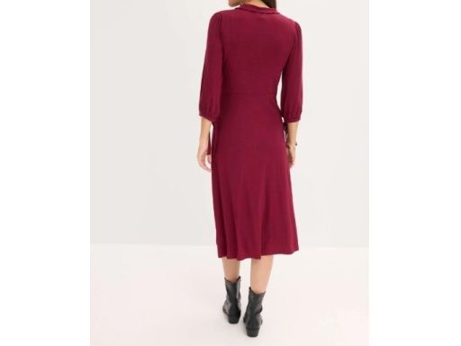 B.P.C sukienka midi dzersejowa bordowa z wiązaniami r.48/50