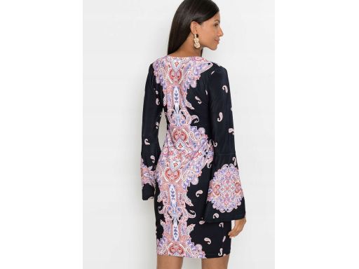 B.P.C czarna sukienka w kolorowe wzory ^40/42