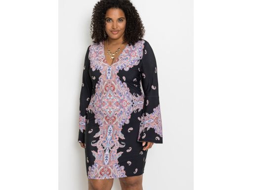 B.P.C czarna sukienka w kolorowe wzory ^40/42