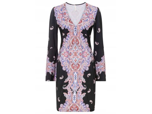 B.P.C czarna sukienka w kolorowe wzory ^40/42