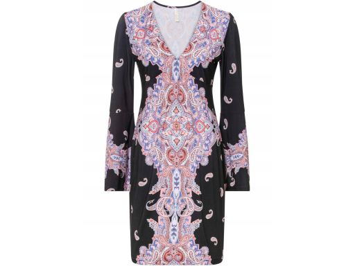 B.P.C czarna sukienka w kolorowe wzory ^40/42