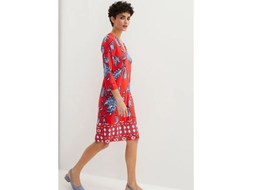 B.P.C sukienka shirtowa czerwona we wzory 40/42.