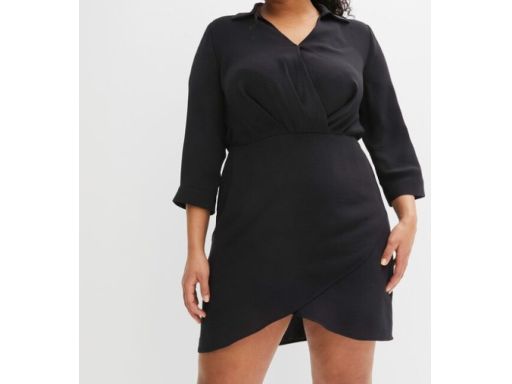 B.P.C czarna sukienka z efektem założenia kopertowego 44.