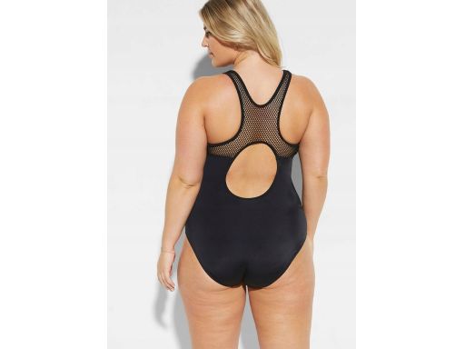 B.P.C czarny kostium kąpielowy sportowy miękki z siateczką 54.