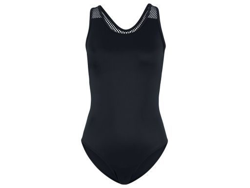 B.P.C czarny kostium kąpielowy sportowy miękki z siateczką 54.