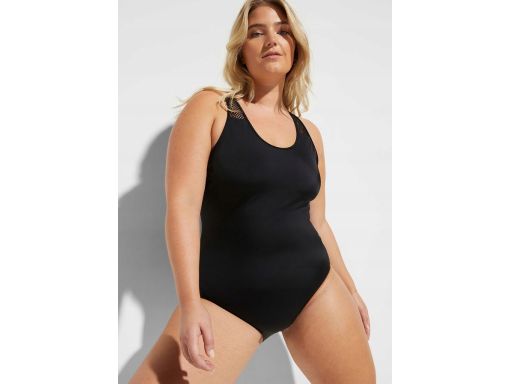 B.P.C czarny kostium kąpielowy sportowy miękki z siateczką 54.