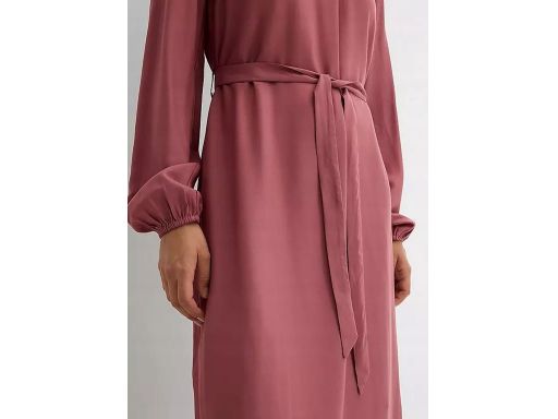 B.P.C sukienka midi ciemny, brudny róż z paskiem z wiskozy 44.