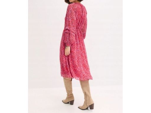B.P.C wzorzysta sukienka midi połyskująca czerwono-fioletowa r.54