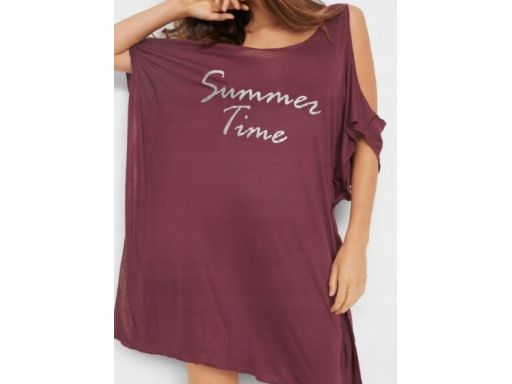 B.P.C sukienka tunika plażowa bordowa z napisem odkryte ramiona r.40/4