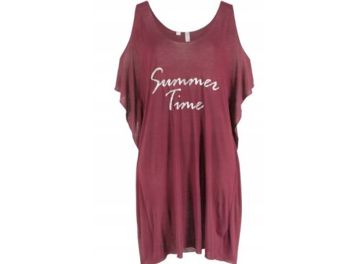 B.P.C sukienka tunika plażowa bordowa z napisem odkryte ramiona r.40/4