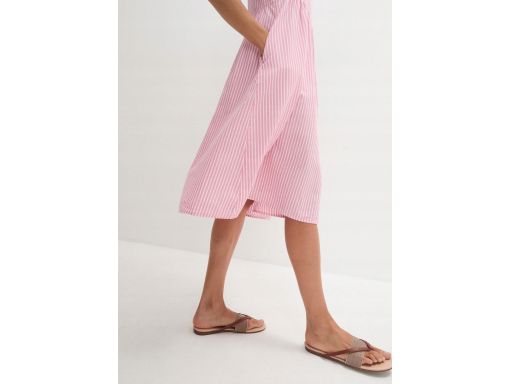 B.P.C sukienka midi bawełniana biało-różowa w pionowe paski ^50