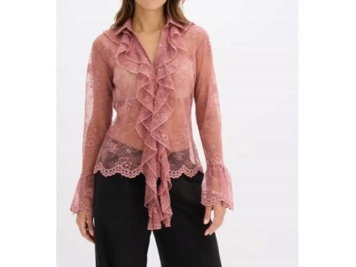 B.P.C bluzka koronkowa z żabotem różowa r.38