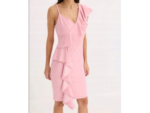 B.P.C różowa sukienka asymetryczna z falbankami r.40/42