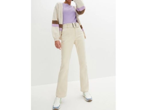 B.P.C spodnie beżowe z paskiem ze stretchem 42.