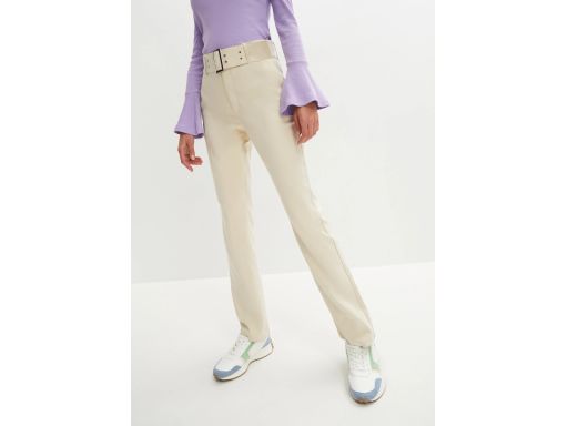 B.P.C spodnie beżowe z paskiem ze stretchem 42.