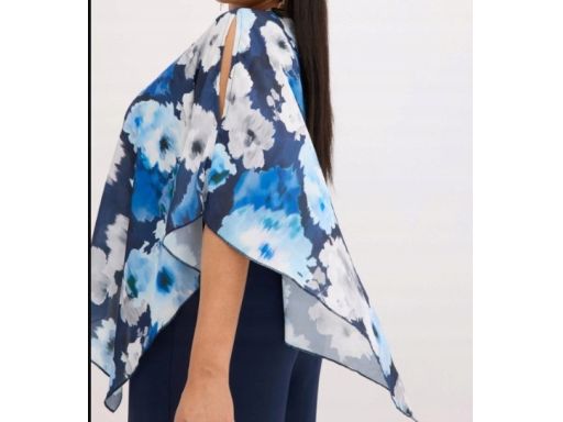 B.P.C kombinezon granatowy z asymetryczną narzutką we wzory 38.