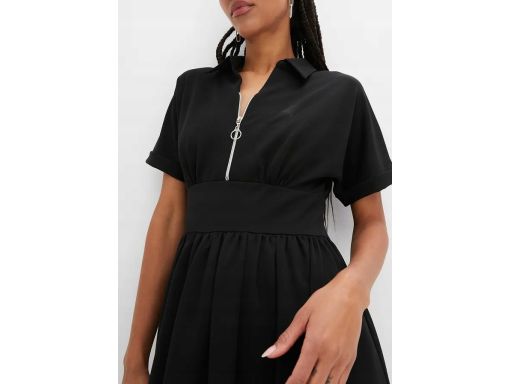 B.P.C czarna sukienka midi z zamkiem i kołnierzykiem ^36/38