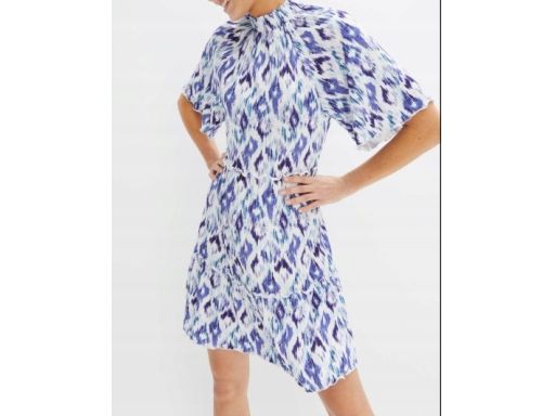 B.P.C sukienka wzorzysta ze stójką falbanki ^40/42