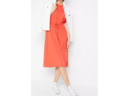 B.P.C sukienka czerwona bawełniana z elastyczną gumą w pasie ^44/46