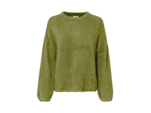 B.P.C włochaty sweter zielony z przędzy piórkowej ^40/42