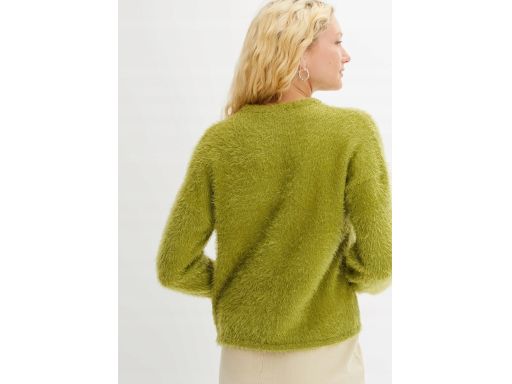 B.P.C włochaty sweter zielony z przędzy piórkowej ^40/42