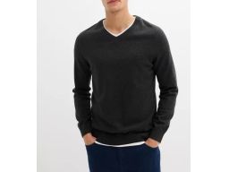 B.P.C sweter dzianinowy męski szary r.XL