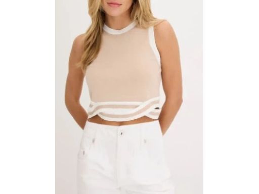 B.P.C krótki beżowy top z wycięciami r.32/34