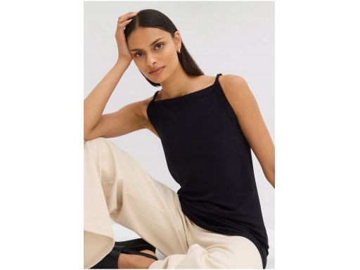 B.P.C długi czarny top ze skręconymi ramiączkami r.52/54