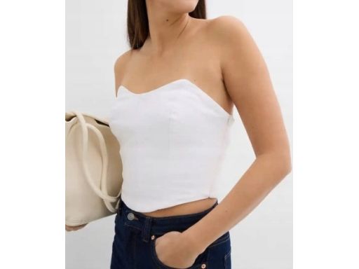 B.P.C top biały krótki gorsetowy z zamkiem r.40