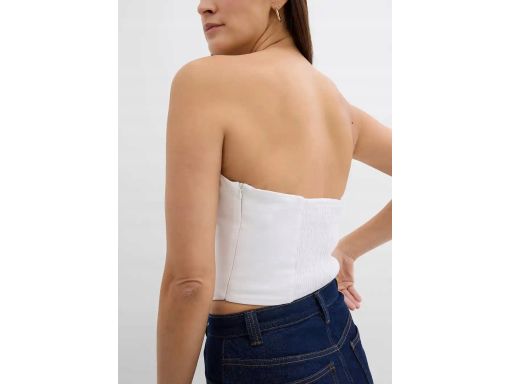 B.P.C top biały krótki gorsetowy z zamkiem r.40