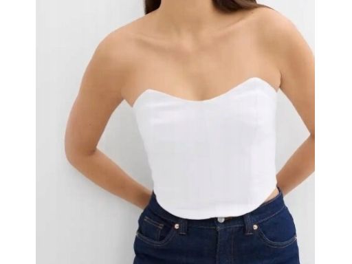 B.P.C top biały krótki gorsetowy z zamkiem r.40
