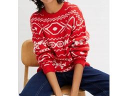 B.P.C sweter czerwony we wzory r.44/46