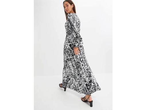 B.P.C sukienka długa z paskiem we wzorki długi rękaw 32/34.