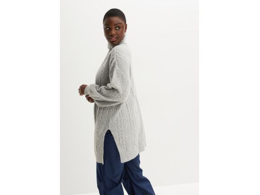 B.P.C sweter z golfem w warkocze szary ^36/38