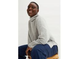 B.P.C sweter z golfem w warkocze szary ^36/38