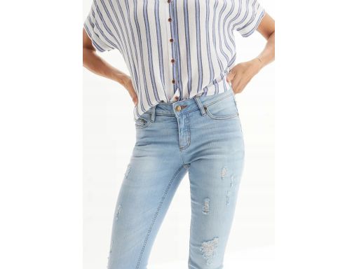 B.P.C jeansy skinny niebieski z przetarciami ^42