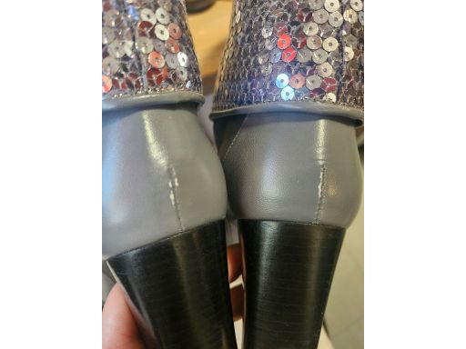 David Braun botki skóra naturalna szara z cekinami 36