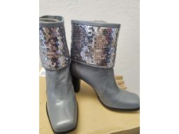 David Braun botki skóra naturalna szara z cekinami 36