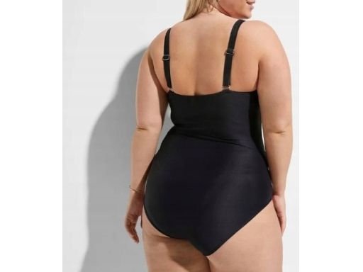 B.P.C kostium kąpielowy shape czarny z marszczeniem i dżetami r.48