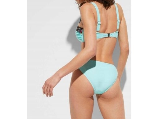 B.P.C bikini na fiszbinach usztywniane turkusowe ze wzorkiem r.42(80C)