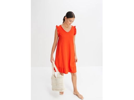 B.P.C bawełniana prosta sukienka shirtowa pomarańczowa ^48/50