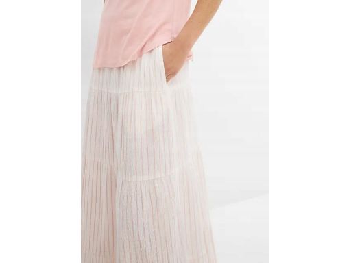 B.P.C spódnica maxi długa śmietankowa krepowana w paski r.42
