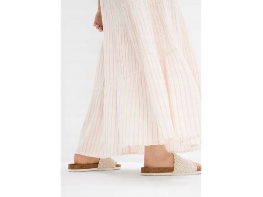 B.P.C spódnica maxi długa śmietankowa krepowana w paski r.42