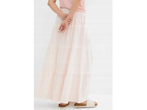 B.P.C spódnica maxi długa śmietankowa krepowana w paski r.42