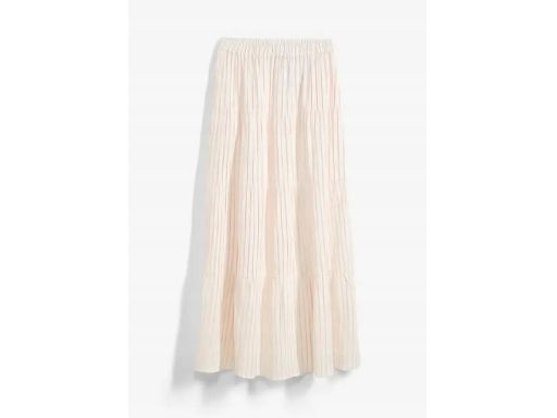 B.P.C spódnica maxi długa śmietankowa krepowana w paski r.42