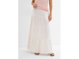 B.P.C spódnica maxi długa śmietankowa krepowana w paski r.42