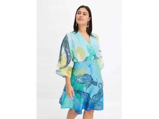 B.P.C letnia sukienka szyfonowa szerokie rękawy 46